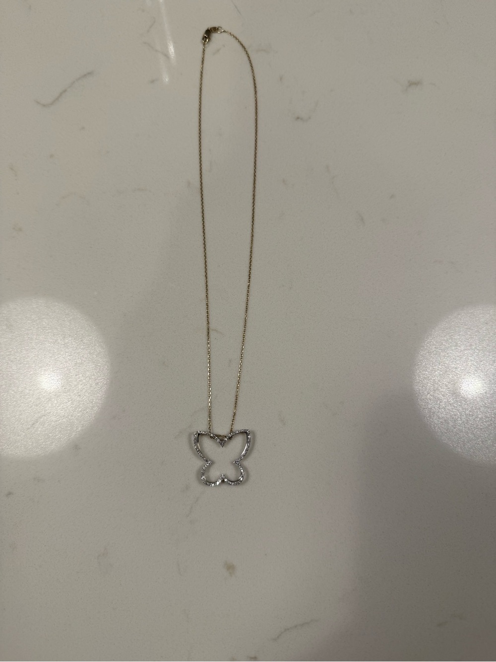 14k gold natural diamond butterfly pendant necklace large open butterfly pendant